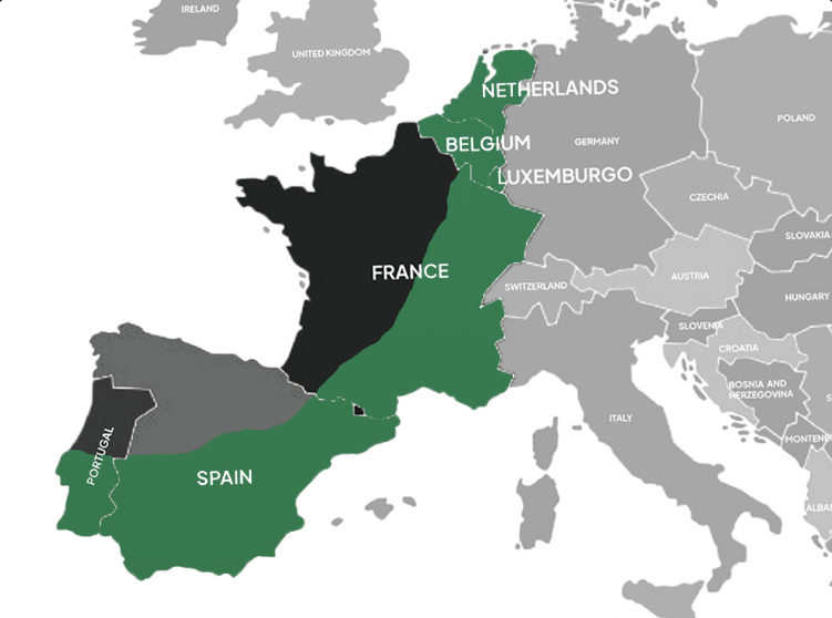 Mapa de ruta España – Francia – Bélgica – Luxemburgo – Holanda